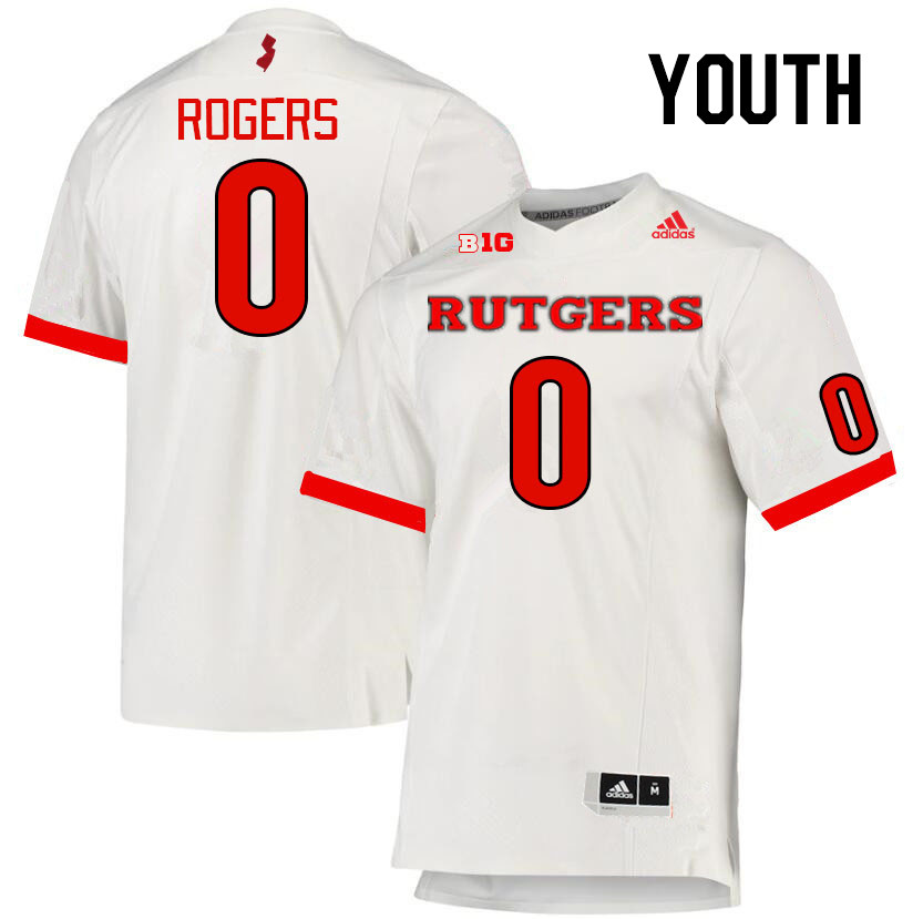 Youth #0 Eric Rogers Rutgers Scarlet Knights College Football Jerseys Stitched Sale-White